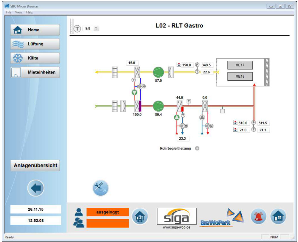 BraWoPark – GLT-Grafik für RLT-Zentralgerät
